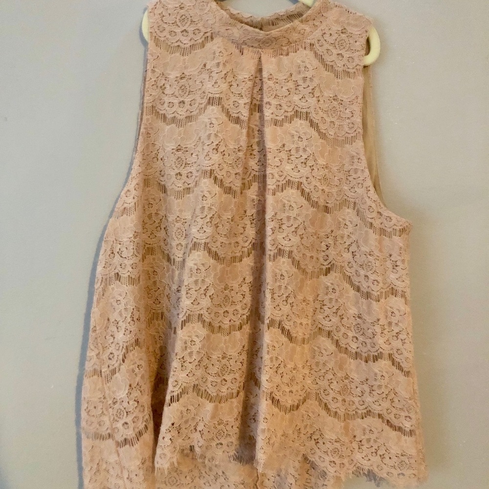Peach/pink/blush Lace Top